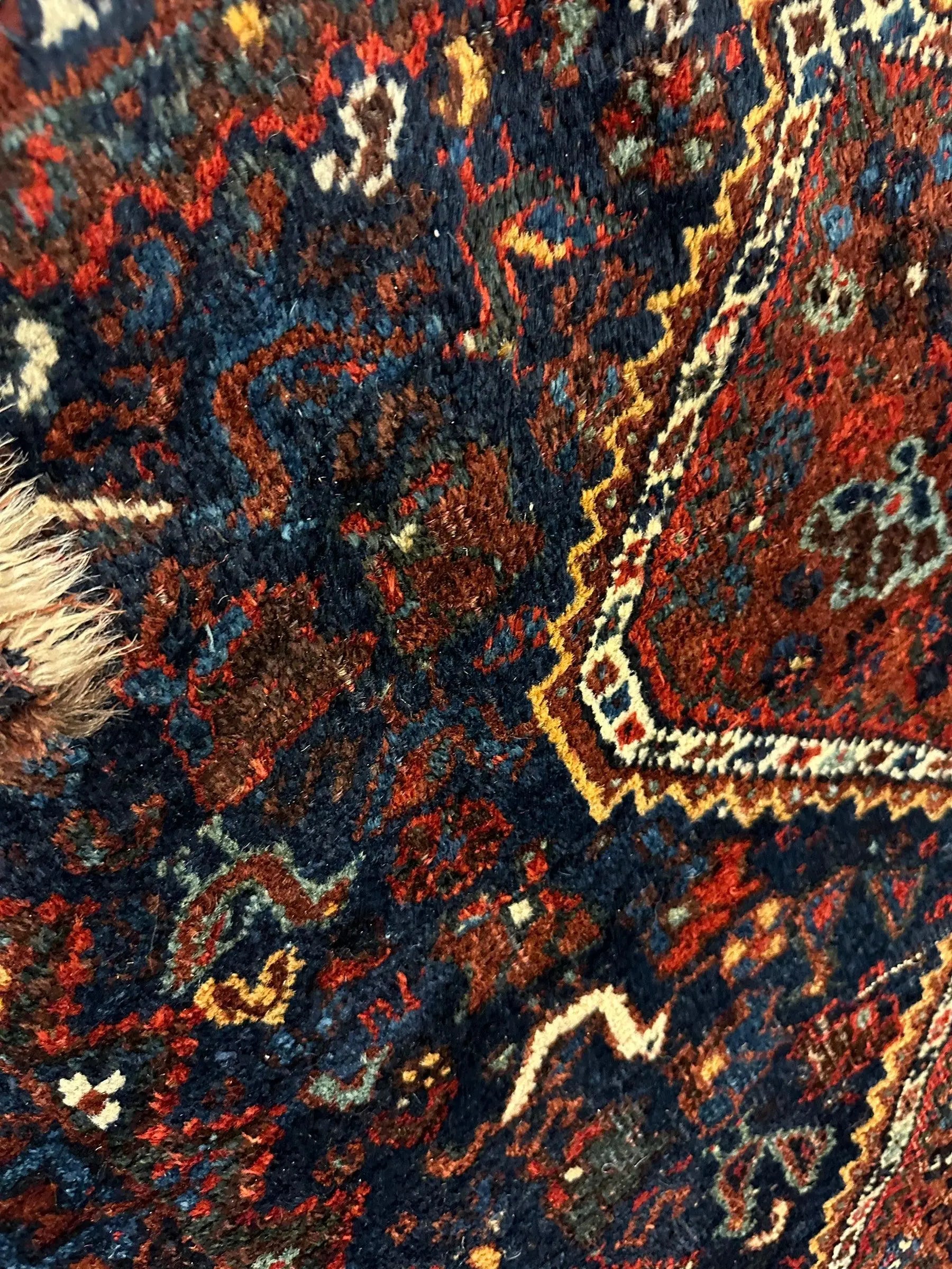 Antique Persian Khamseh Tribal Rug 4' x 5’10” Rugistan