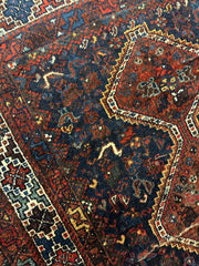 Antique Persian Khamseh Tribal Rug 4' x 5’10” Rugistan