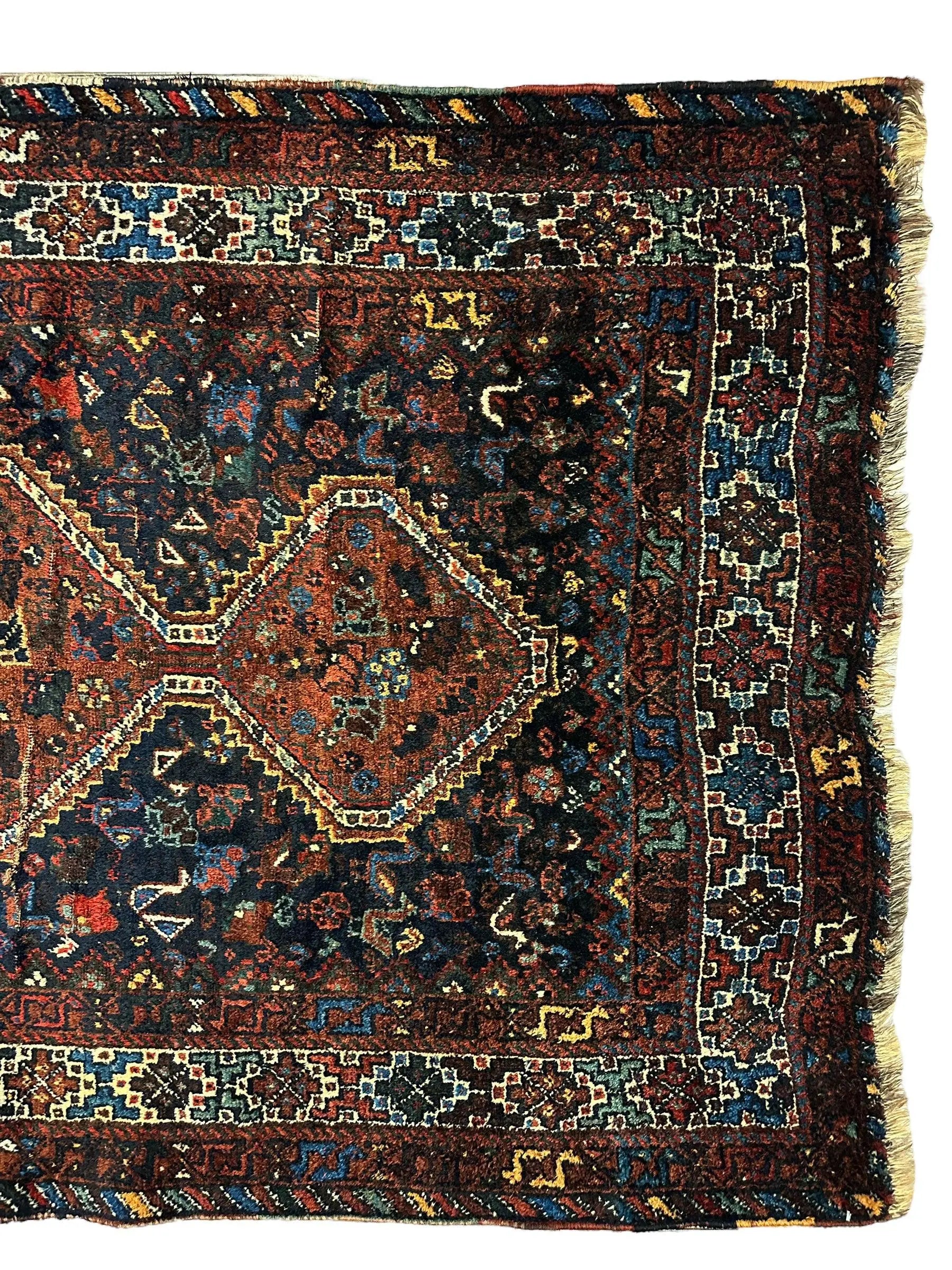 Antique Persian Khamseh Tribal Rug 4' x 5’10” Rugistan
