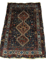 Antique Persian Khamseh Tribal Rug 4' x 5’10” Rugistan