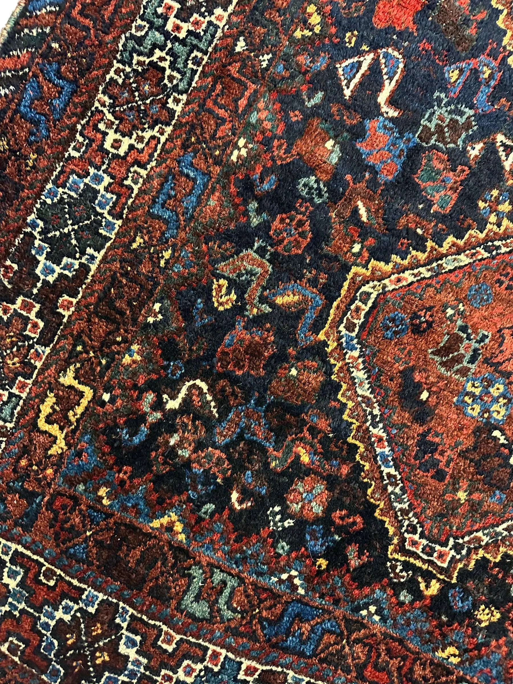 Antique Persian Khamseh Tribal Rug 4' x 5’10” Rugistan