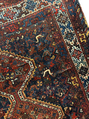 Antique Persian Khamseh Tribal Rug 4' x 5’10” Rugistan