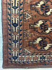 Antique Tekke Yomud Yomut Saryk Chuval Rug Bag Face, Turkmen Rug, Turkoman Rug 2’6”x3’9” Rugistan