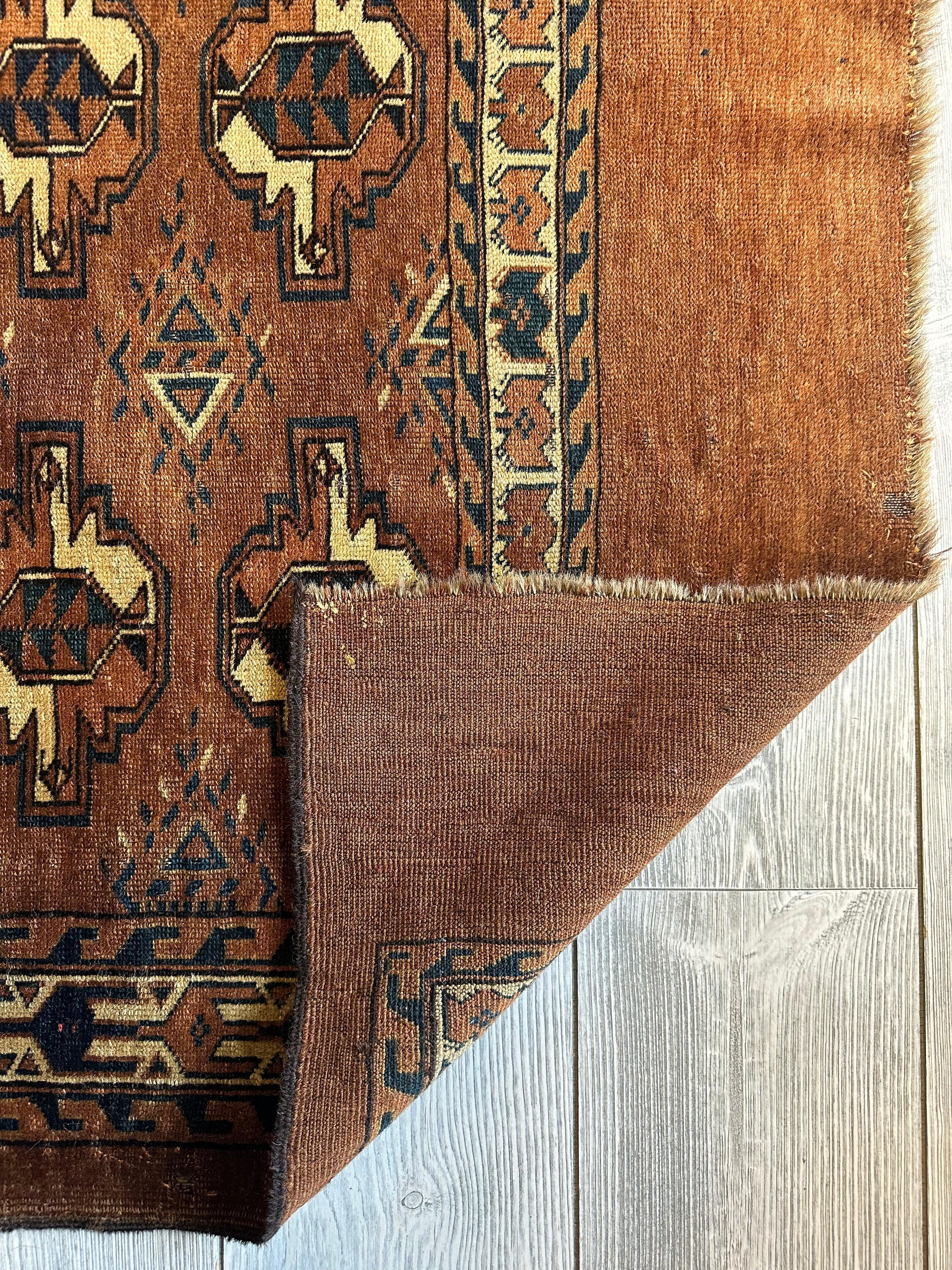 Antique Tekke Yomud Yomut Saryk Chuval Rug Bag Face, Turkmen Rug, Turkoman Rug 2’6”x3’9” Rugistan