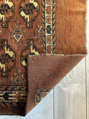 Antique Tekke Yomud Yomut Saryk Chuval Rug Bag Face, Turkmen Rug, Turkoman Rug 2’6”x3’9” Rugistan