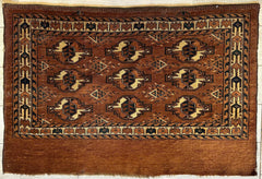 Antique Tekke Yomud Yomut Saryk Chuval Rug Bag Face, Turkmen Rug, Turkoman Rug 2’6”x3’9” Rugistan