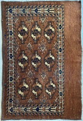 Antique Tekke Yomud Yomut Saryk Chuval Rug Bag Face, Turkmen Rug, Turkoman Rug 2’6”x3’9” Rugistan