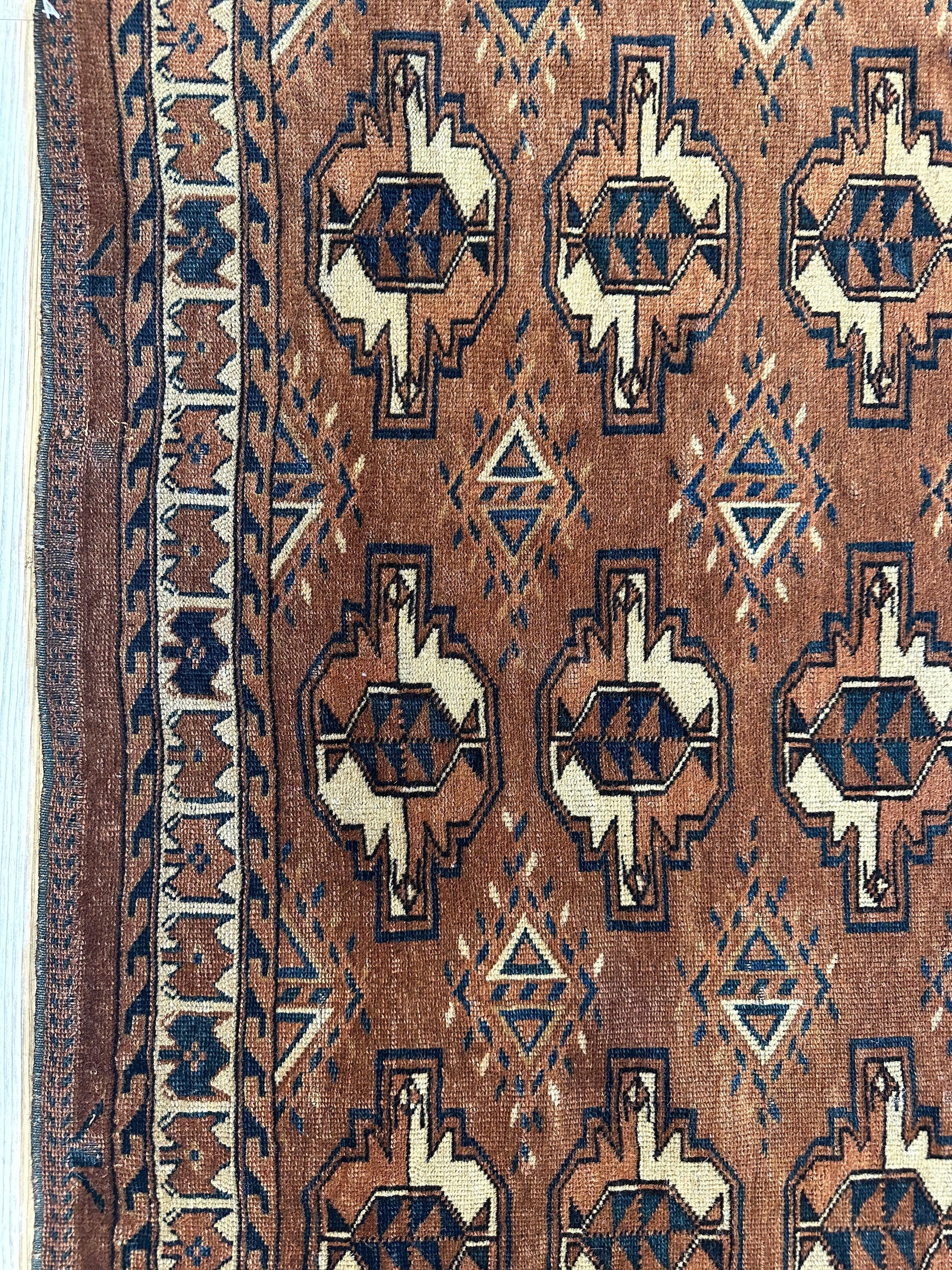 Antique Tekke Yomud Yomut Saryk Chuval Rug Bag Face, Turkmen Rug, Turkoman Rug 2’6”x3’9” Rugistan