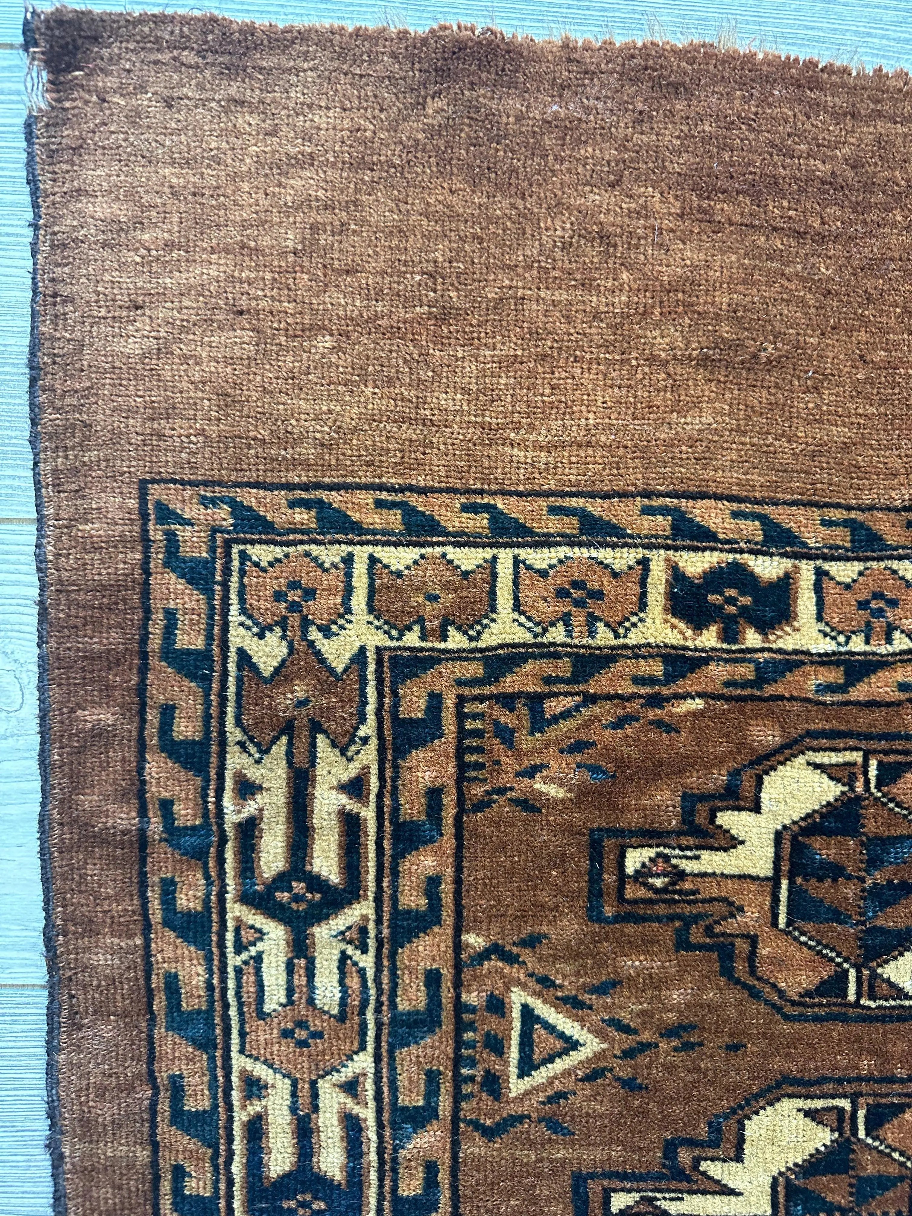 Antique Tekke Yomud Yomut Saryk Chuval Rug Bag Face, Turkmen Rug, Turkoman Rug 2’6”x3’9” Rugistan