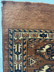 Antique Tekke Yomud Yomut Saryk Chuval Rug Bag Face, Turkmen Rug, Turkoman Rug 2’6”x3’9” Rugistan