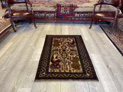 Antique Tribal Afghani Baluchi Laili Majnun Pictorial Rug 4.5x2.10 Ft Rugistan