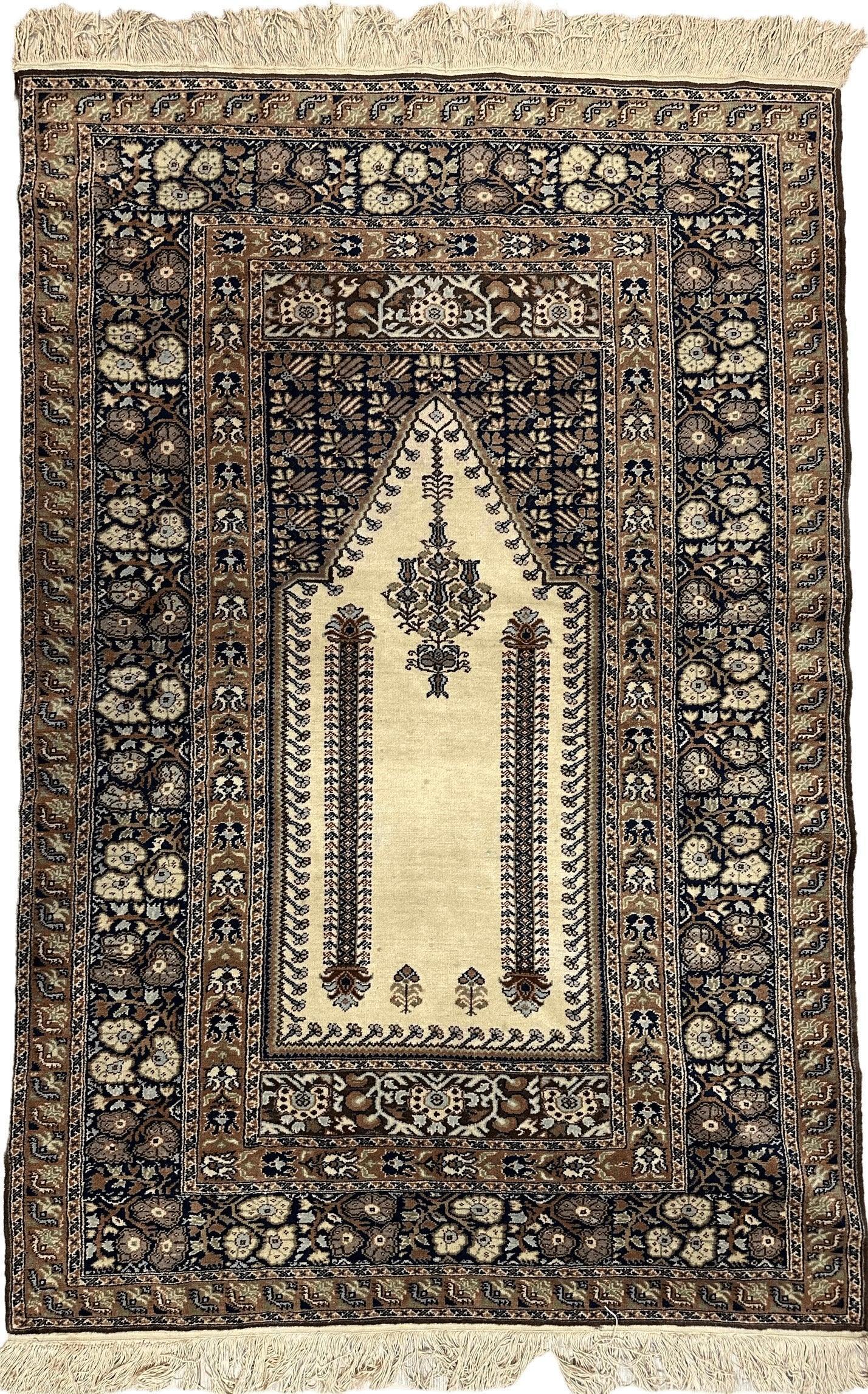 Antique Turkish Panderma Prayer Rug Rugistan