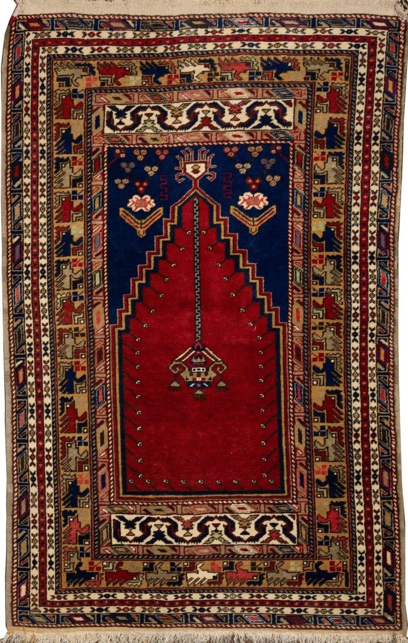 Vintage Turkish Wool Prayer Rug 4x6 Rugistan