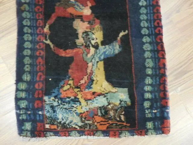 ANTIQUE UNIQUE PICTORAL OMARKHAYYAM RUG 1.5x1.8 Ft Rugistan