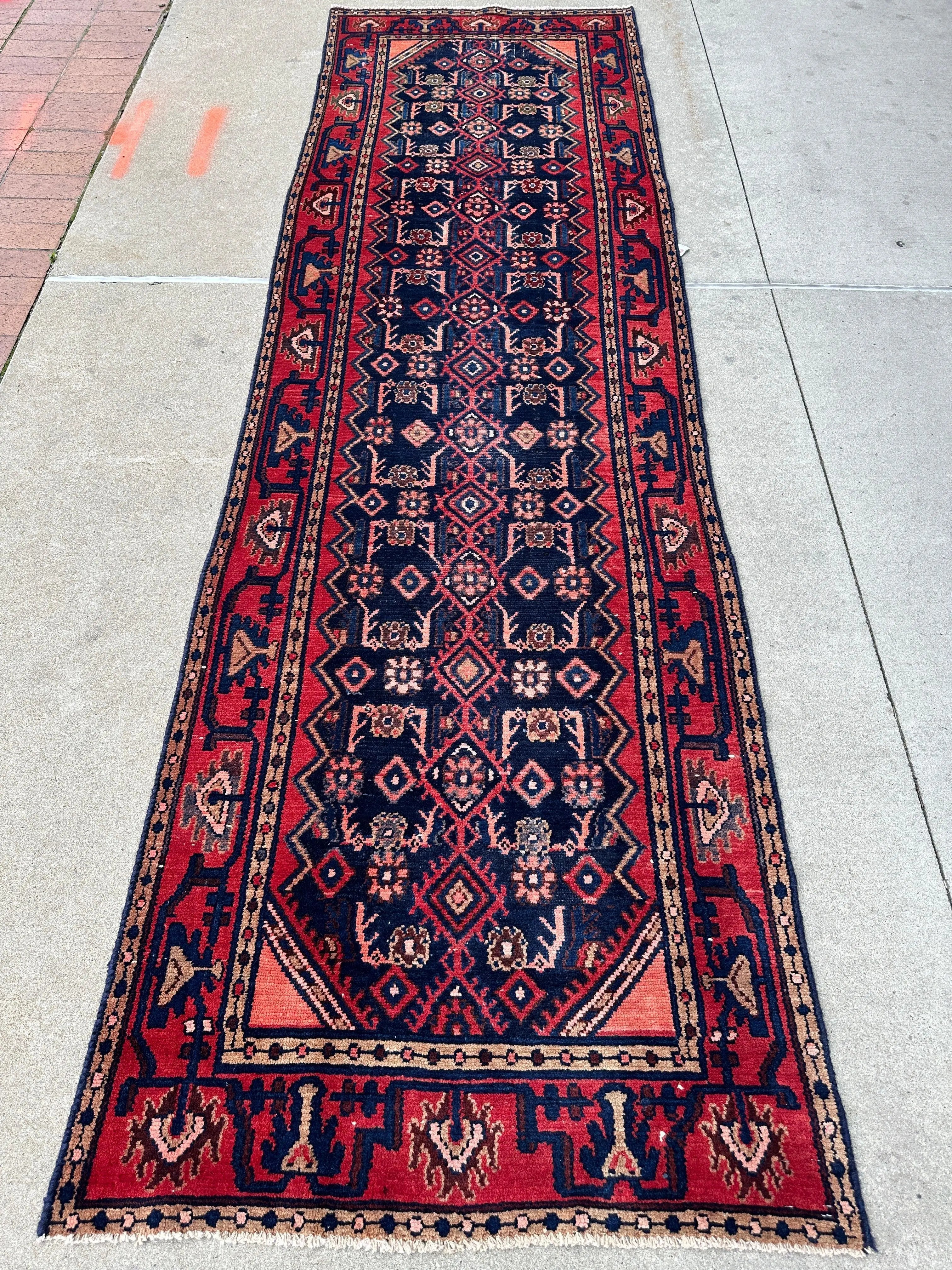 Antique Vegetable Dye Malayer Persian Runner Rug 3x10’4” Rugistan