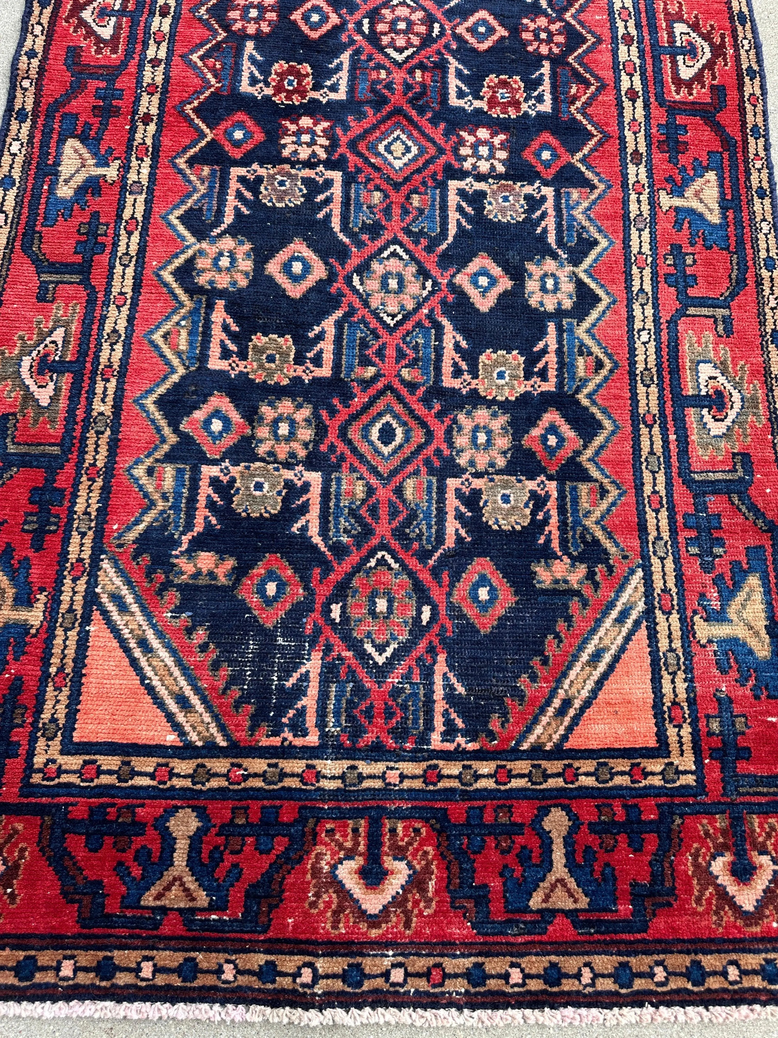 Antique Vegetable Dye Malayer Persian Runner Rug 3x10’4” Rugistan