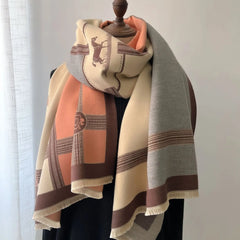 Women's Color Block Imitation Cashmere Scarf Family Shopolf