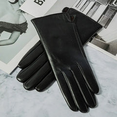 Touch Screen Leather Gloves with Plush Lining Family Shopolf