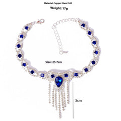 Blue Rhinestone Anklet Family Shopolf