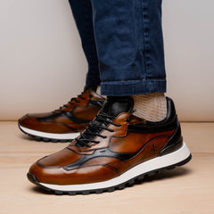 65-355-BRN BRAVO Hand Finished Trainer Cognac / Black