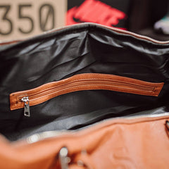 Brown Tumbled Leather Duffle Bag Sole Premise