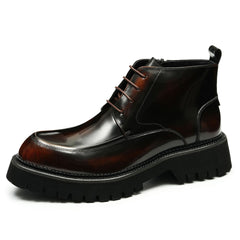 Men's Patent Leather Ankle Boots — Glossy Platform