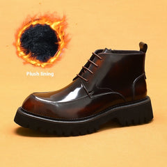 Men's Patent Leather Ankle Boots — Glossy Platform