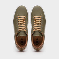 65-229-OLV Diaz Rubberized Calfskin Sneaker Olive Green