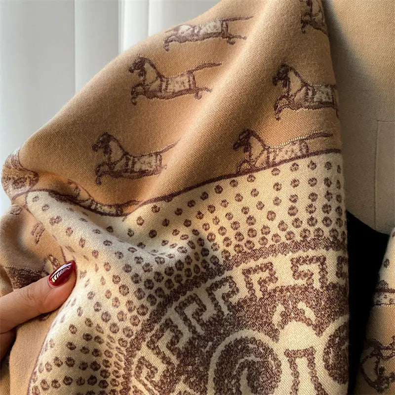 Women's Color Block Imitation Cashmere Scarf Family Shopolf