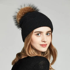 Woolen Women's Hat with a Pompon Family Shopolf