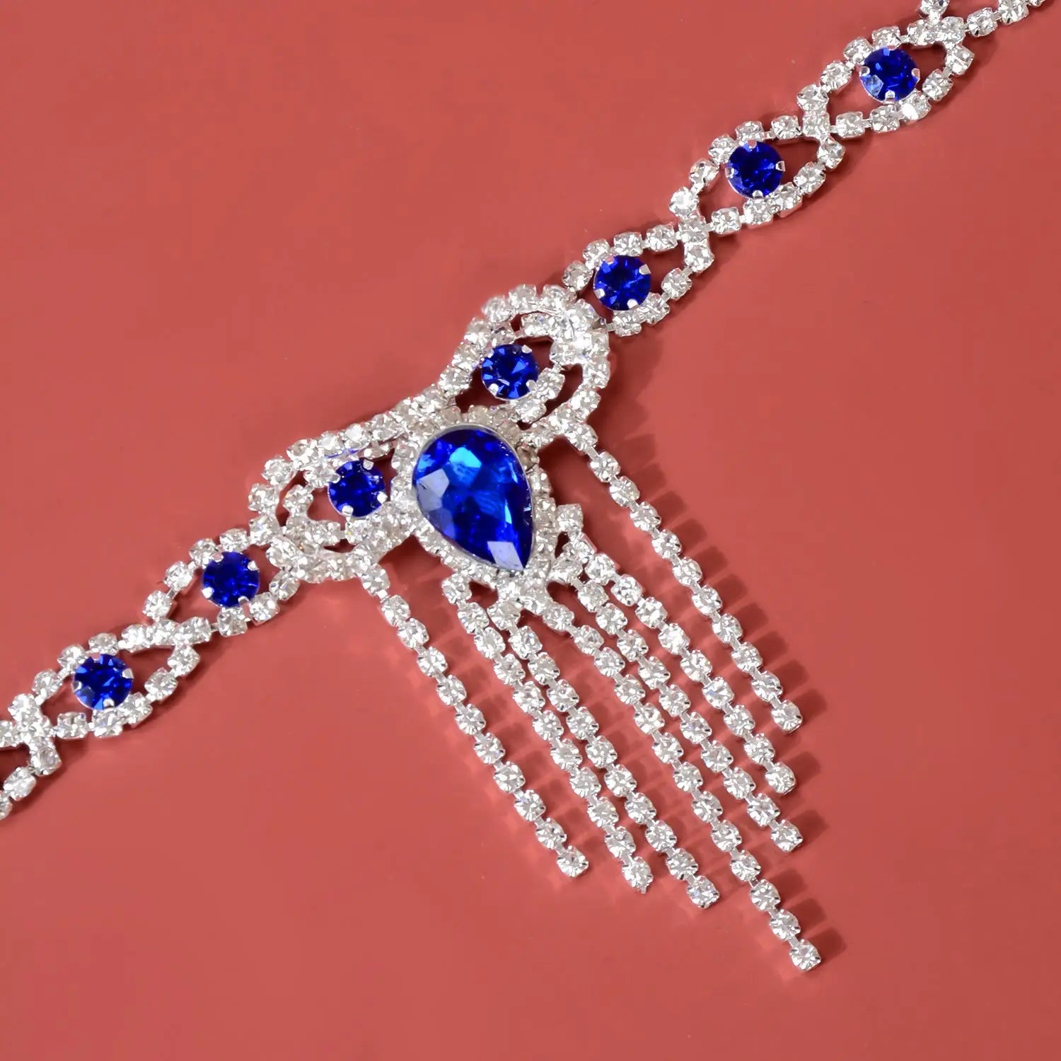 Blue Rhinestone Anklet Family Shopolf