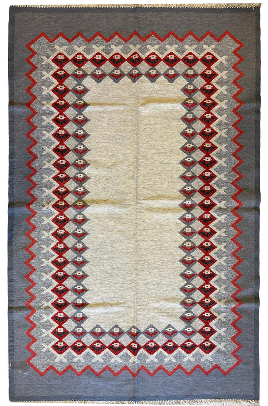Eastern European Diamond Patterned Kilim Rug 6’4” x 9’1” Rugistan