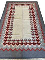 Eastern European Diamond Patterned Kilim Rug 6’4” x 9’1” Rugistan