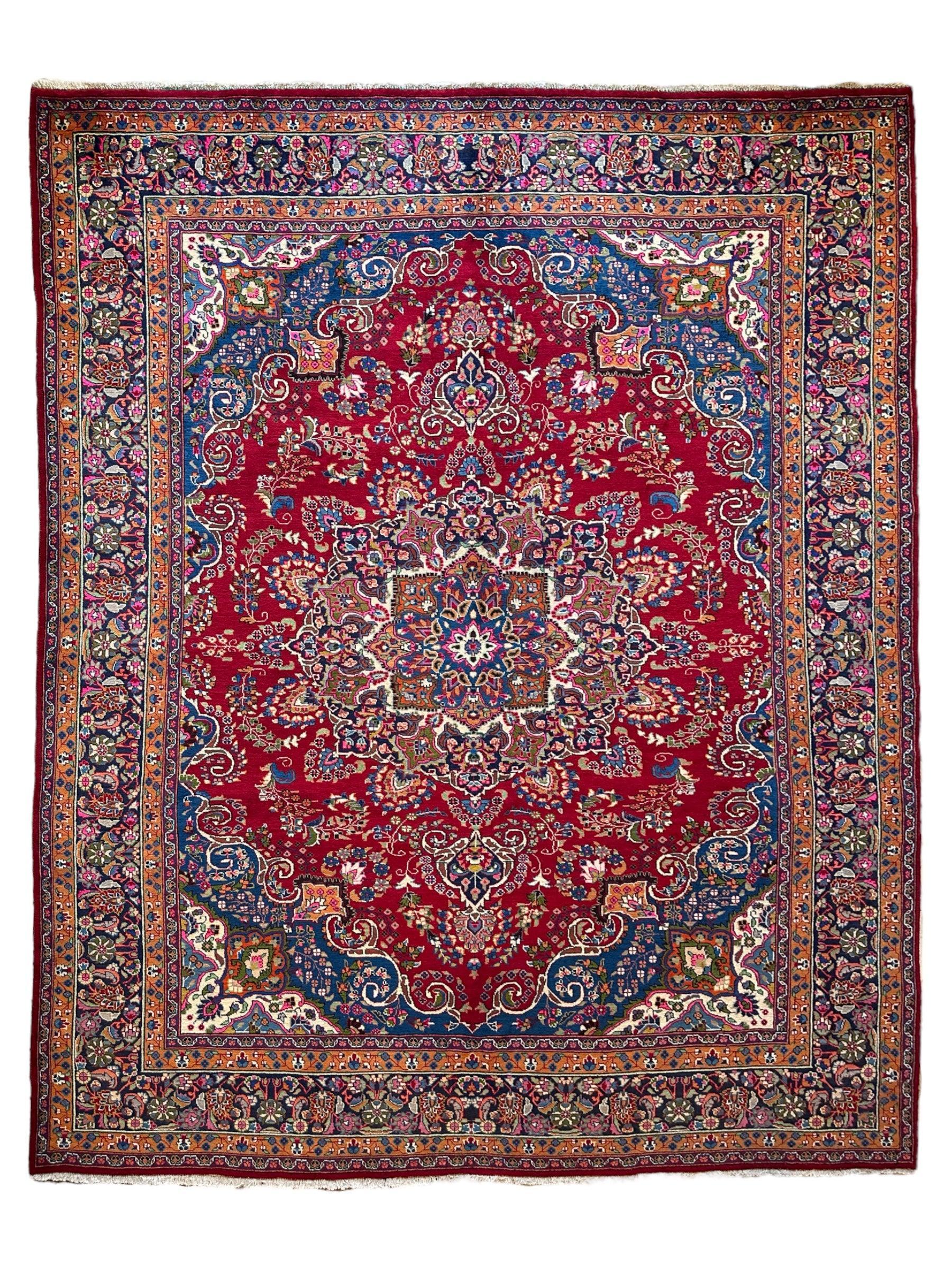 Elegant Mint Vintage 1960's Hand Knotted Veggie Dye Khorasan Area Rug 9’7” x 12’9” Rugistan