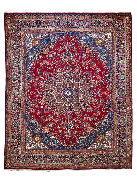Elegant Mint Vintage 1960's Hand Knotted Veggie Dye Khorasan Area Rug 9’7” x 12’9” Rugistan