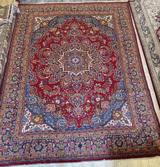 Elegant Mint Vintage 1960's Hand Knotted Veggie Dye Khorasan Area Rug 9’7” x 12’9” Rugistan