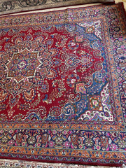 Elegant Mint Vintage 1960's Hand Knotted Veggie Dye Khorasan Area Rug 9’7” x 12’9” Rugistan