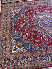 Elegant Mint Vintage 1960's Hand Knotted Veggie Dye Khorasan Area Rug 9’7” x 12’9” Rugistan