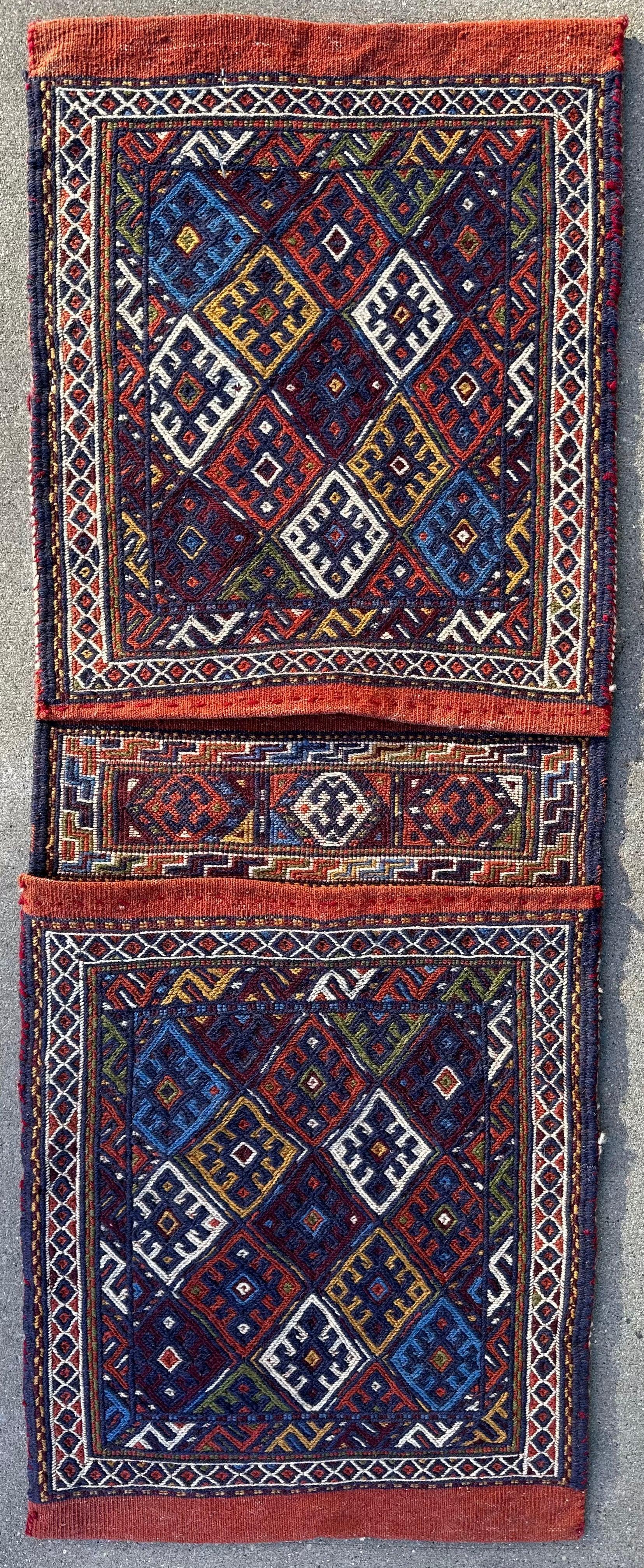Exquisite Persian Qashqai Nomadic Vintage Khorjin ‘Saddle bag’ Rugistan