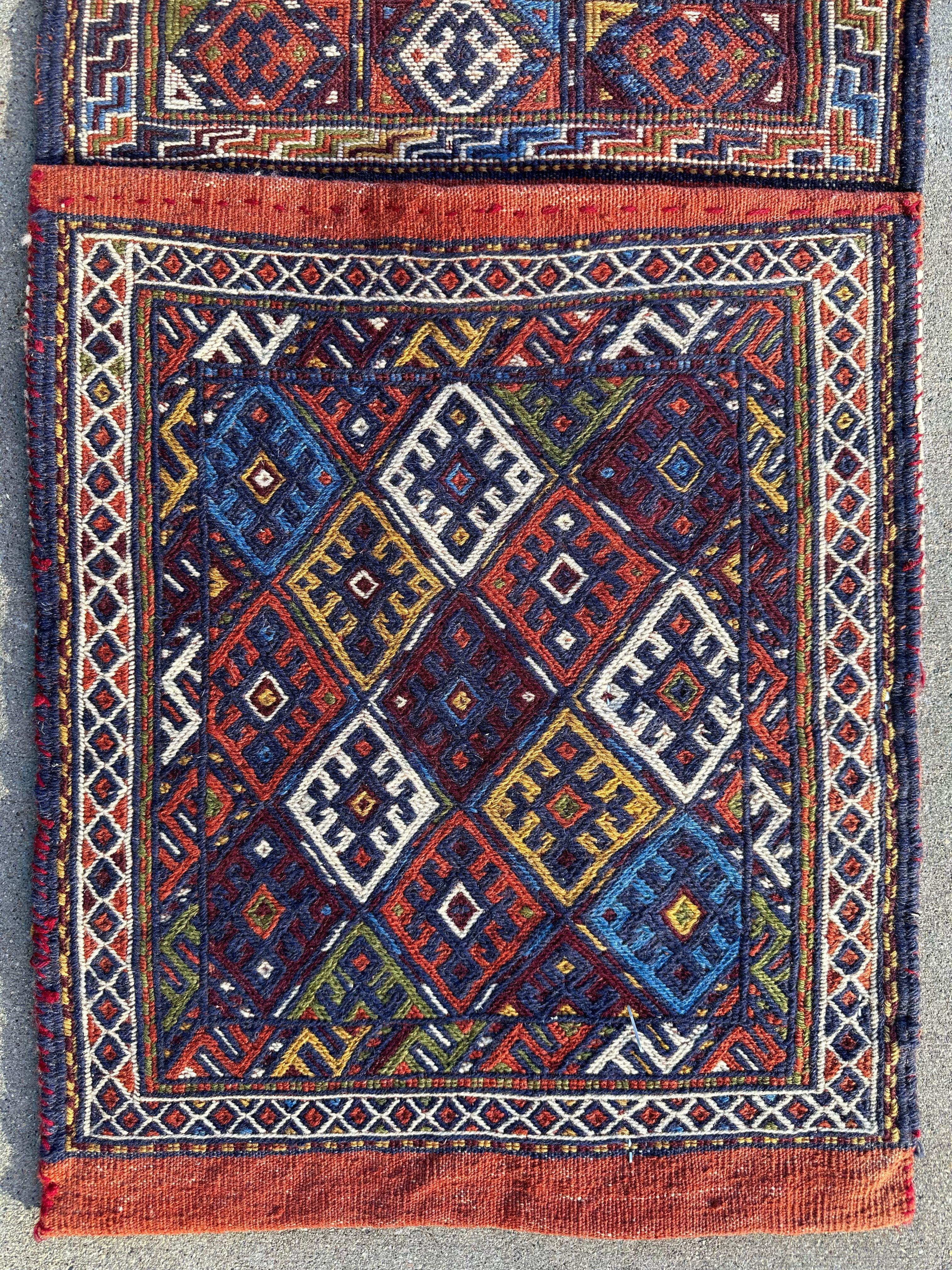 Exquisite Persian Qashqai Nomadic Vintage Khorjin ‘Saddle bag’ Rugistan