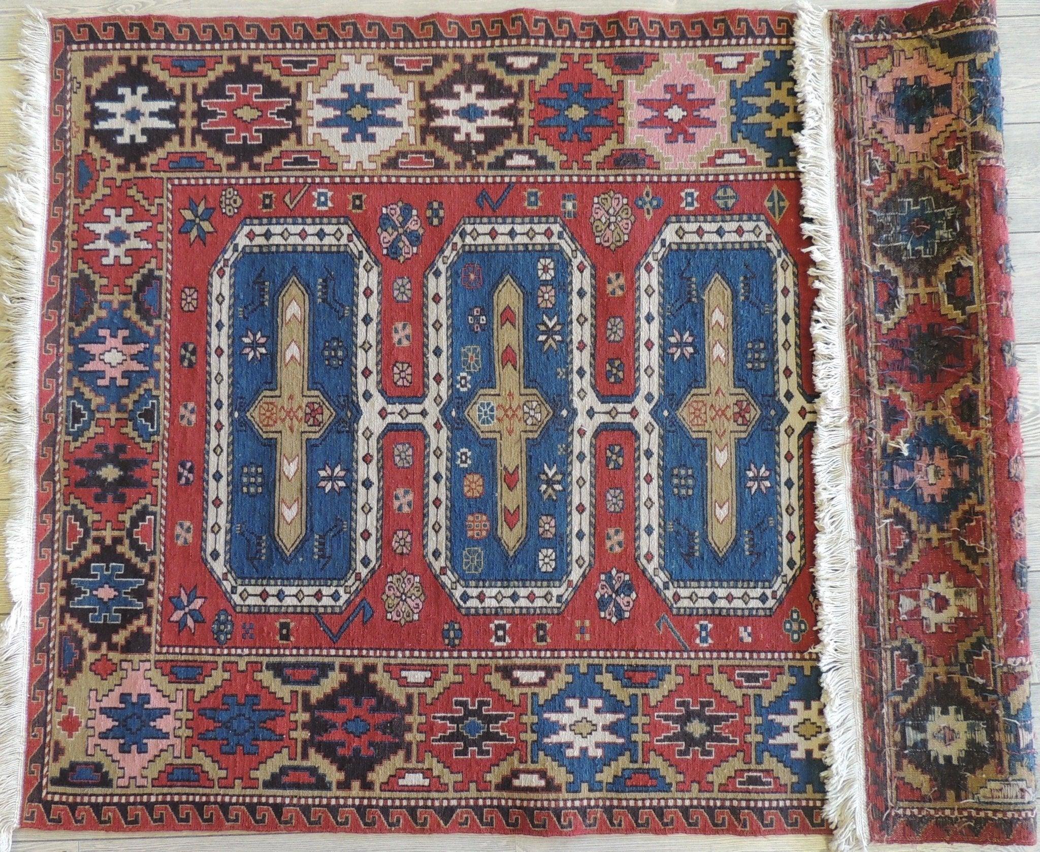 Exquisite Vintage Hand Knotted Soumak Area Rug 6x4 Ft Rugistan