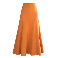 Women’s Elegant Long A-Line Skirt – Cotton, Black or Orange Family Shopolf
