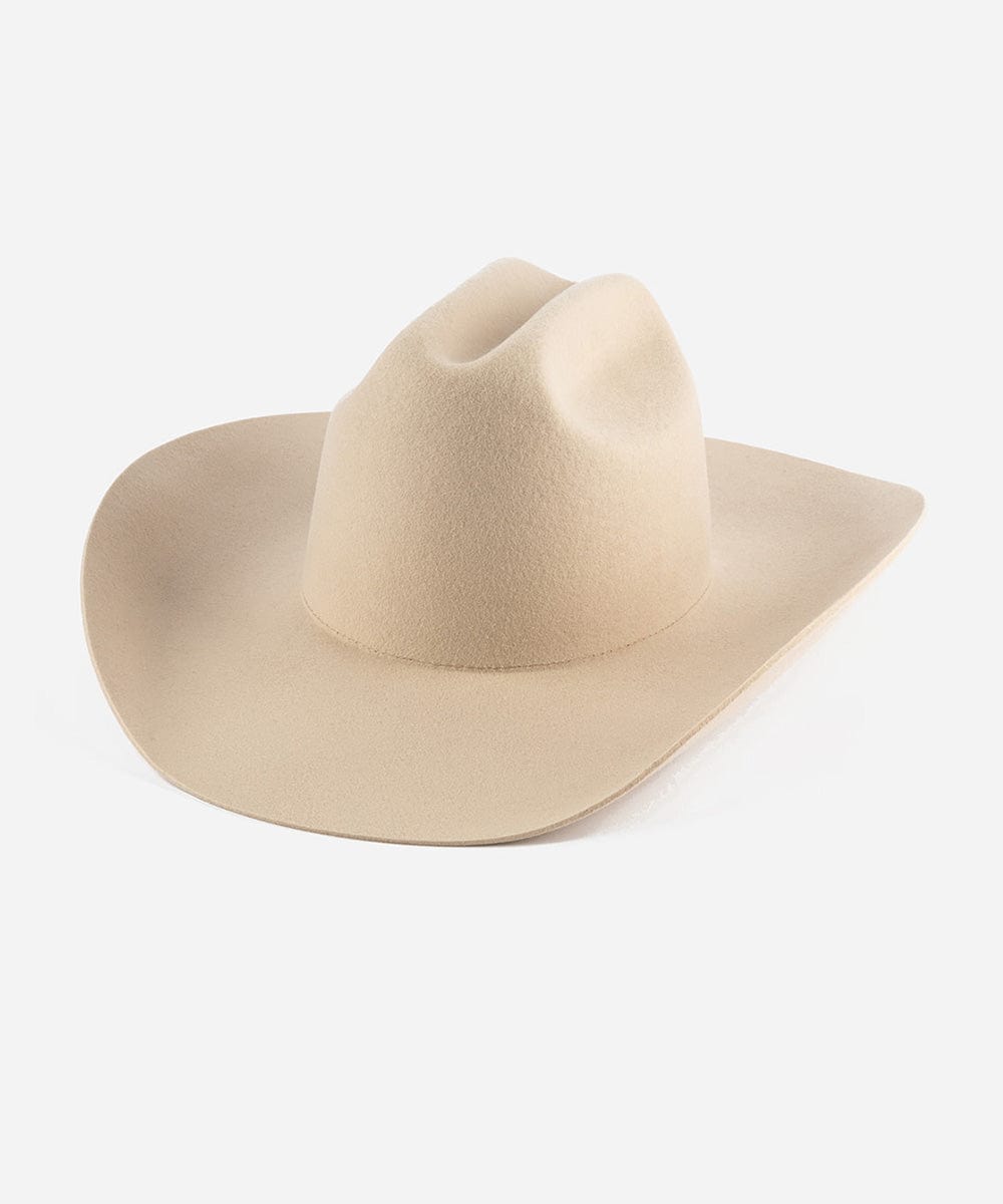 Beige cowboy hat on a white background