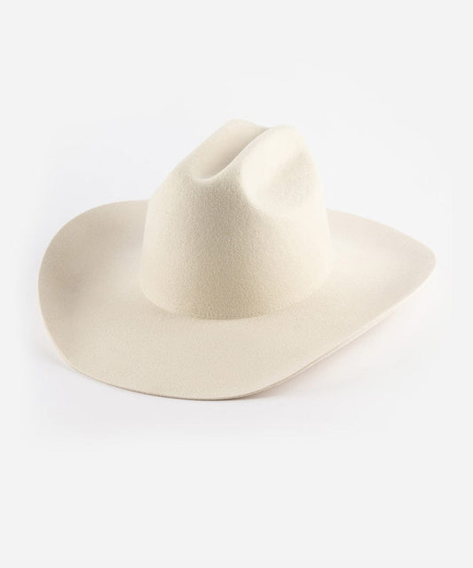 Beige cowboy hat on a white background