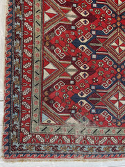 Fine Antique Natural Dyes Caucasian Soumak Area Rug 73''x91'' Rugistan