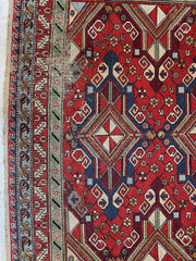 Fine Antique Natural Dyes Caucasian Soumak Area Rug 73''x91'' Rugistan