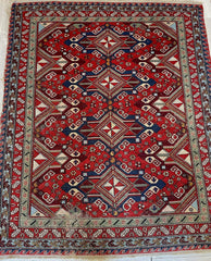 Fine Antique Natural Dyes Caucasian Soumak Area Rug 73''x91'' Rugistan