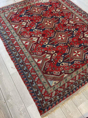 Fine Antique Natural Dyes Caucasian Soumak Area Rug 73''x91'' Rugistan