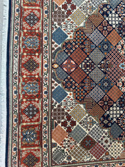 Hand-Knotted Indo-Joshegan Wool Rug – 12'2" x 9'1" – Geometric Medallion Design, Rich Warm Palette Rugistan