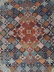 Hand-Knotted Indo-Joshegan Wool Rug – 12'2" x 9'1" – Geometric Medallion Design, Rich Warm Palette Rugistan